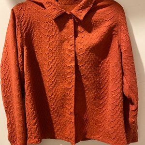 Christopher & Banks Red Textured Button-Up